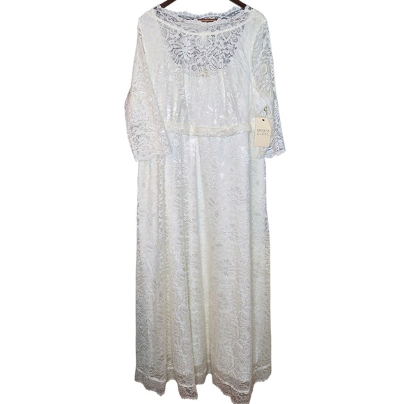 Kiyonna Bridal Lace Maxi Dress 3X Plus Size Wedding Gown Formal Party New - Picture 1 of 11